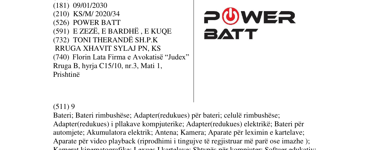 Zëri i markës POWER BATT në buletin