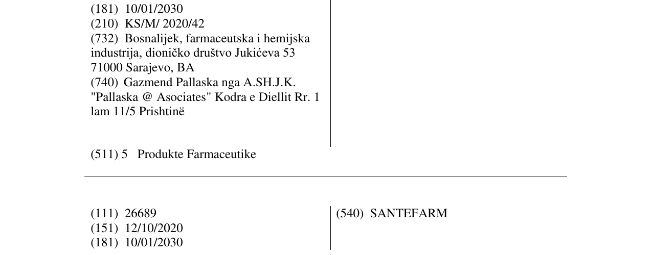 Zëri i markës REHYDROSOL në buletin