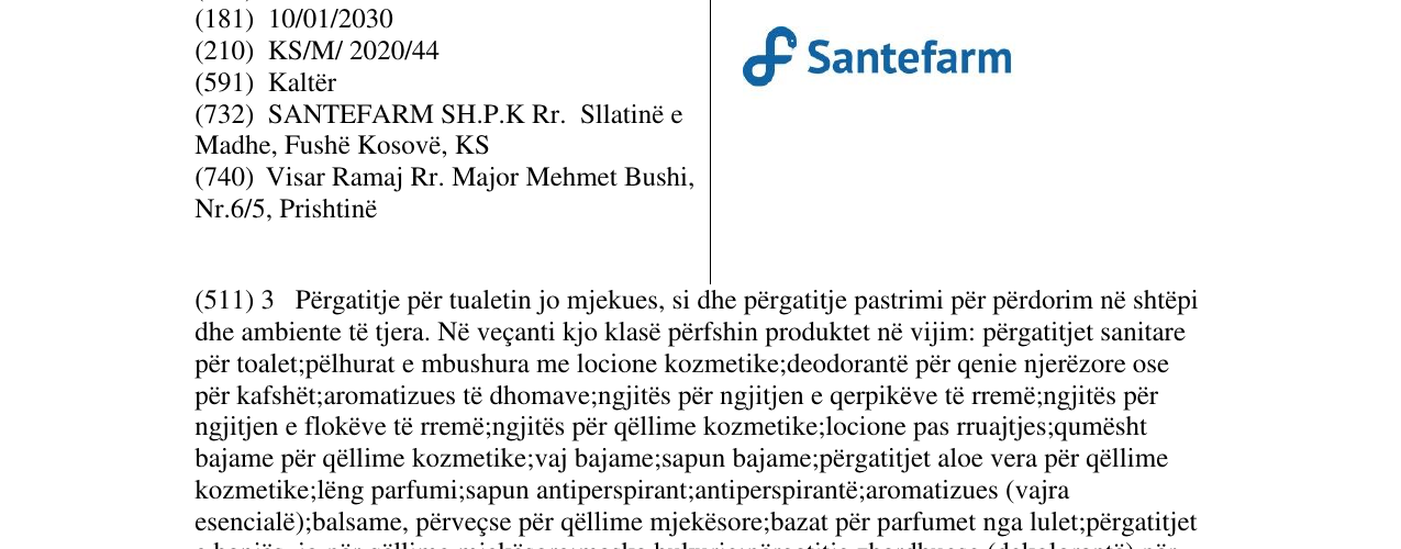 Zëri i markës SANTEFARM në buletin