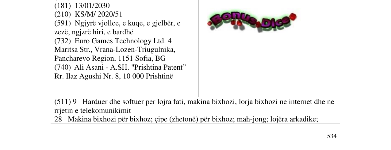 Zëri i markës Bonus Dice në buletin