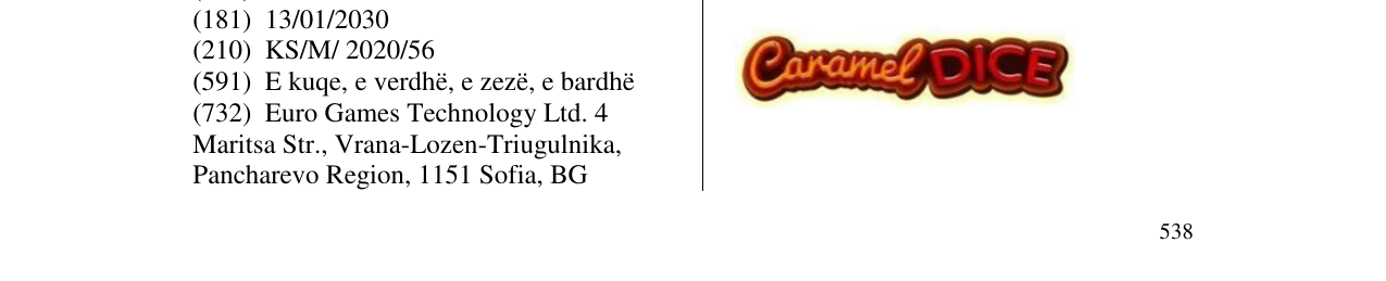 Zëri i markës CaramelDICE në buletin