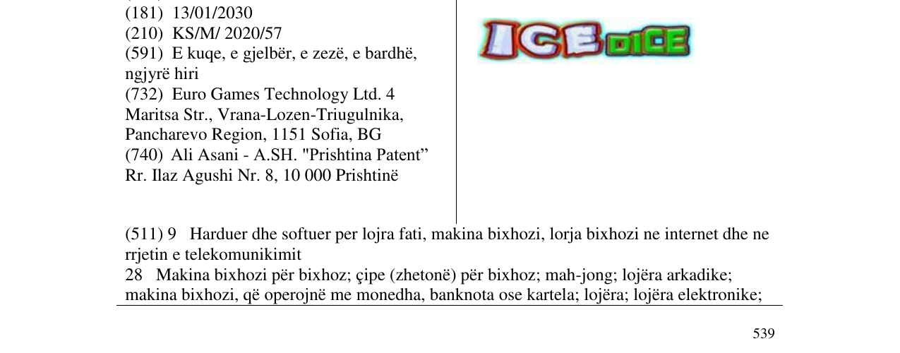 Zëri i markës ICE DICE në buletin