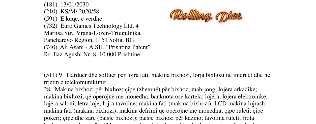 Zëri i markës Rolling Dice në buletin