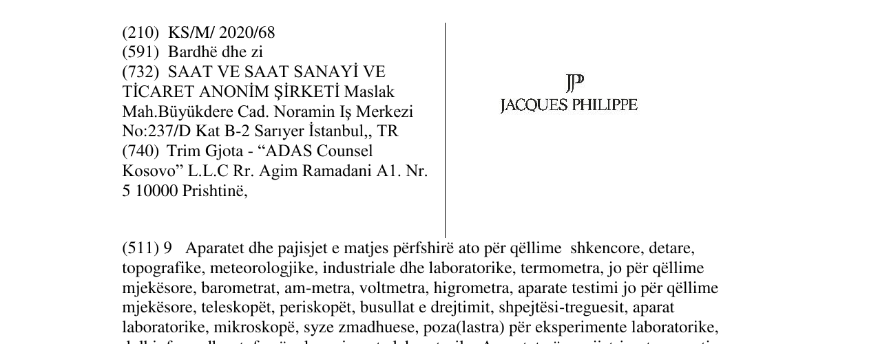 Zëri i markës JACQUES PHILIPPE në buletin