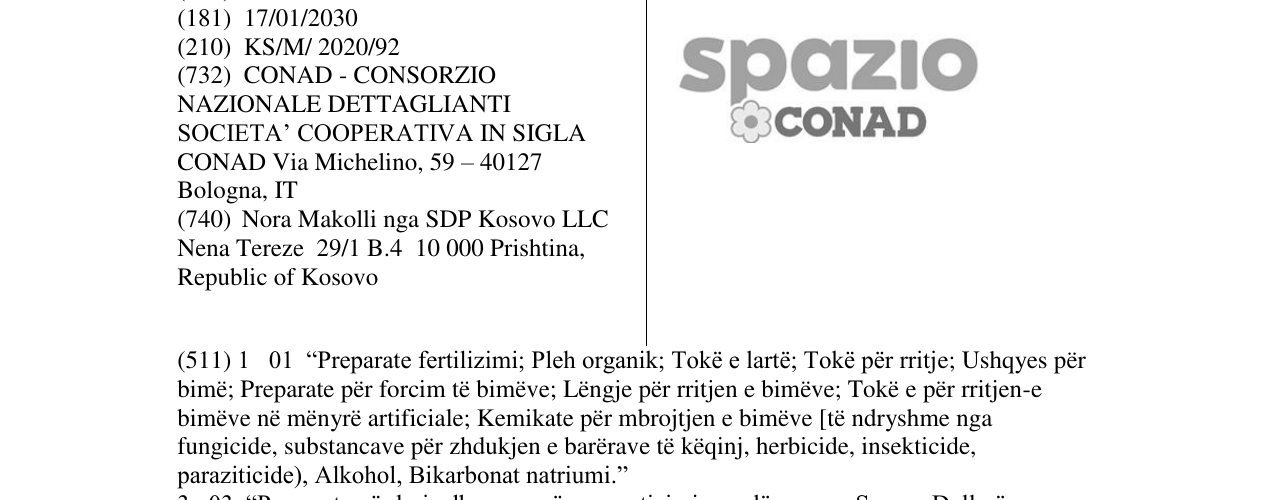 Zëri i markës spazio CONAD në buletin