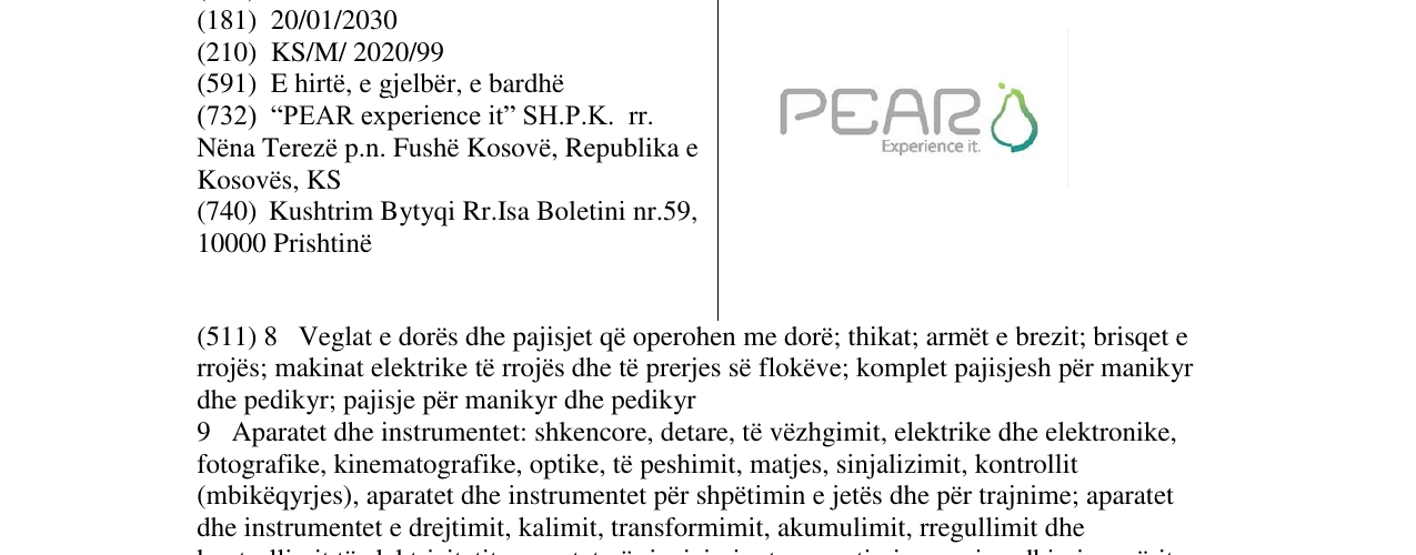 Zëri i markës PEAR në buletin