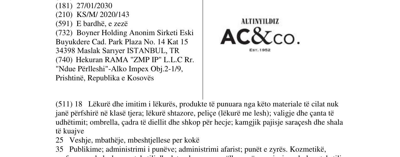 Zëri i markës AC&co. në buletin