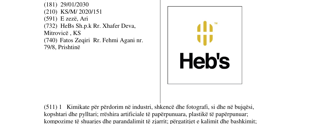 Zëri i markës Heb's në buletin