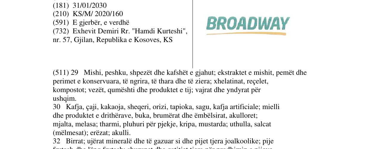 Zëri i markës BROADWAY në buletin