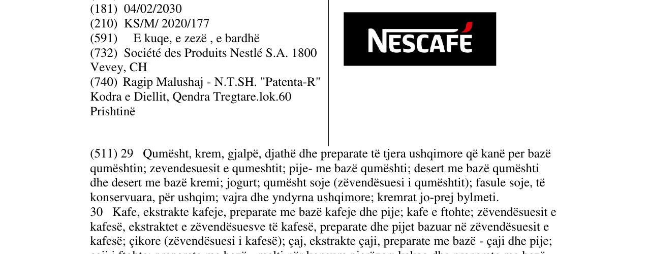 Zëri i markës NESCAFE në buletin