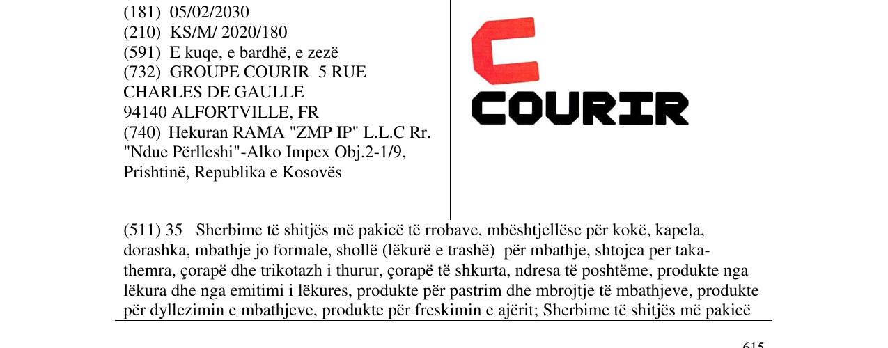 Zëri i markës COURIR në buletin