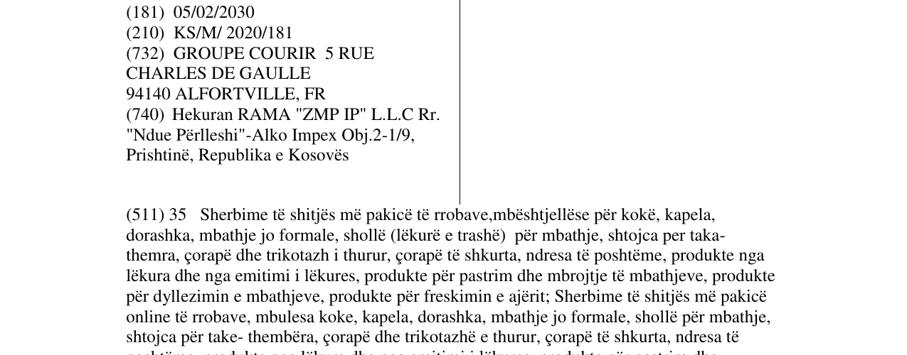 Zëri i markës COURIR në buletin