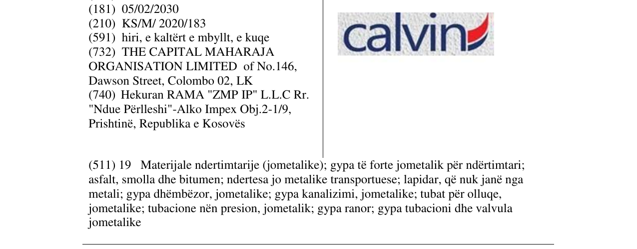 Zëri i markës calvin në buletin