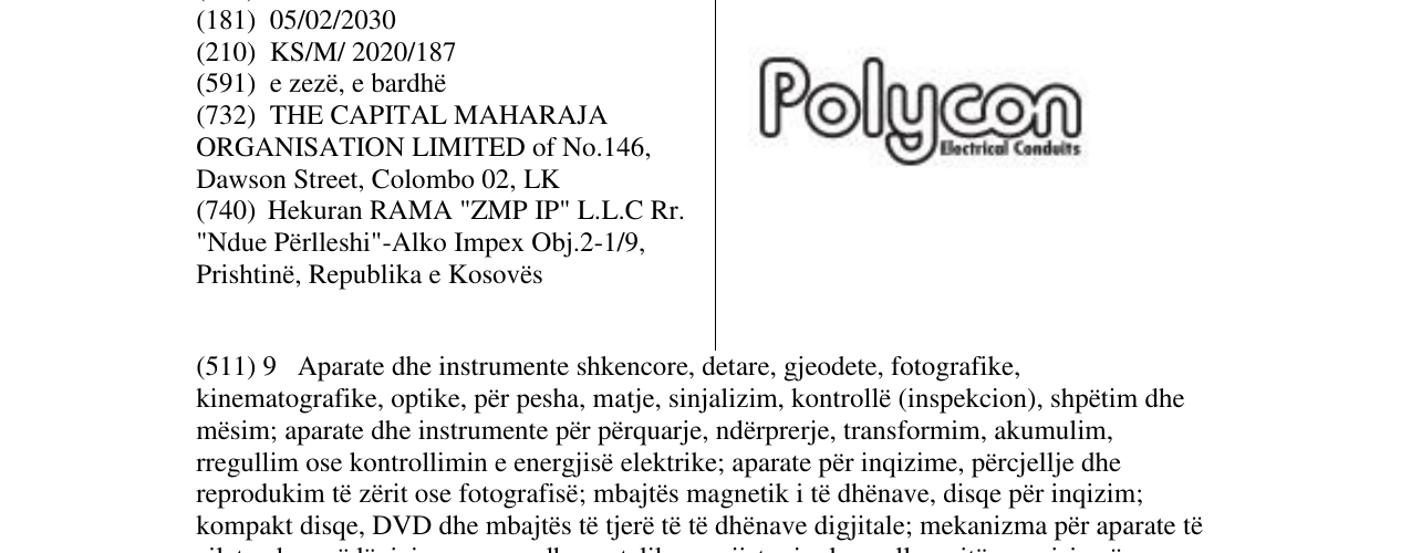 Zëri i markës Polycon në buletin