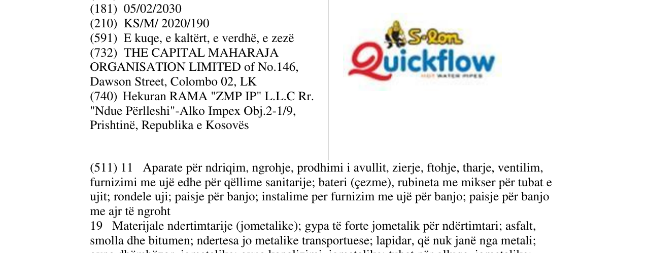 Zëri i markës Quickflow në buletin