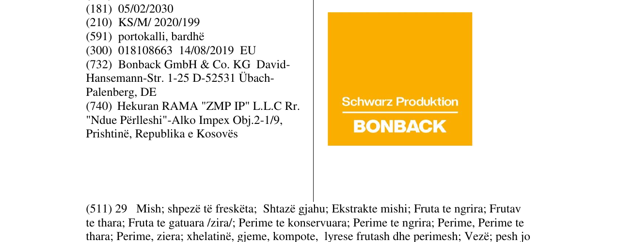 Zëri i markës BONBACK në buletin