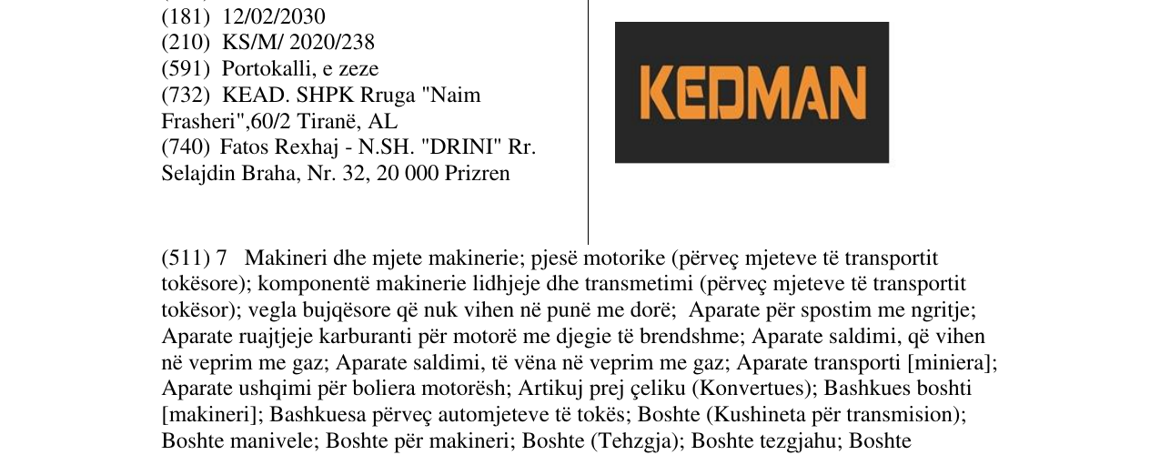 Zëri i markës KEDMAN në buletin