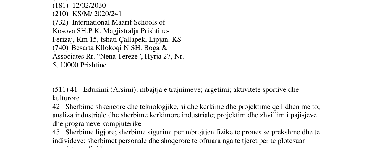Zëri i markës Maarif Schools në buletin