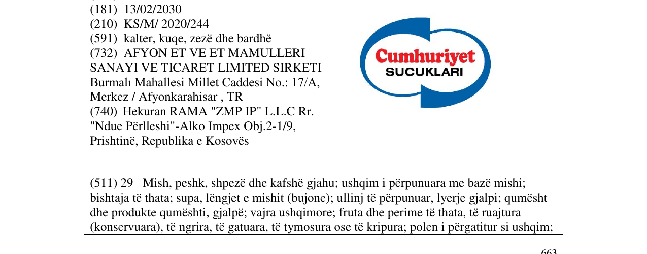 Zëri i markës Cumhuriyet në buletin