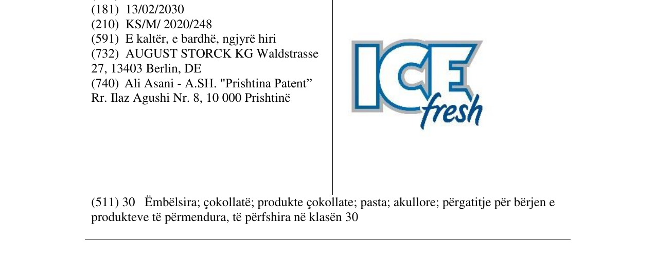 Zëri i markës ICE fresh në buletin