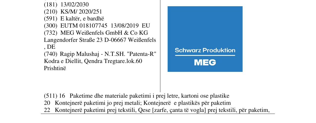 Zëri i markës Schwarz Produktion MEG në buletin