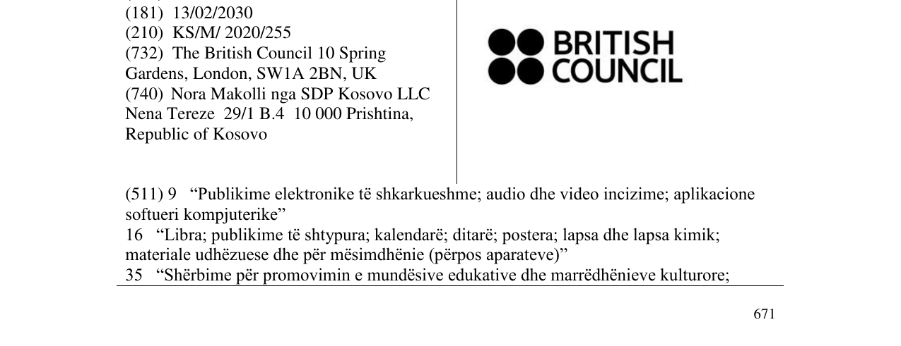 Zëri i markës BRITISH COUNCIL në buletin