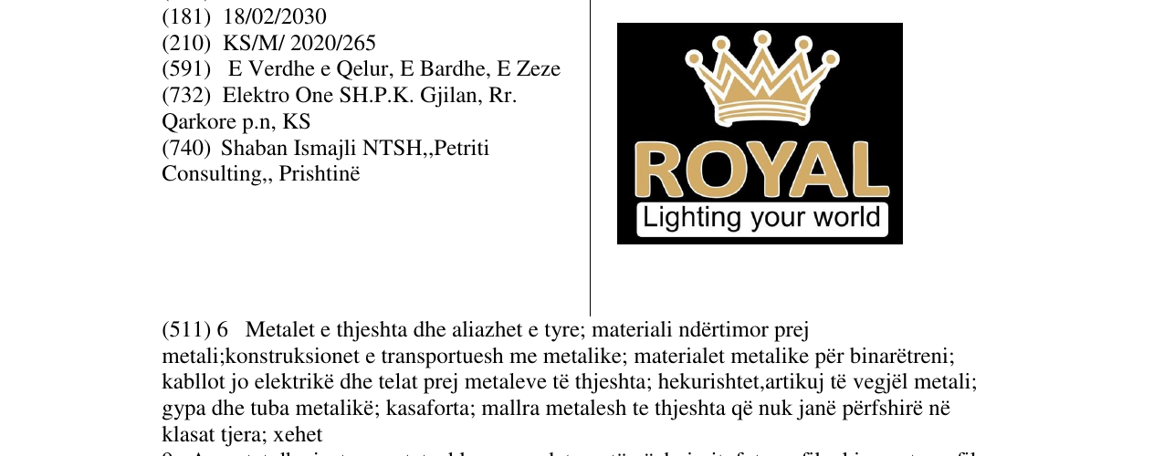 Zëri i markës ROYAL në buletin