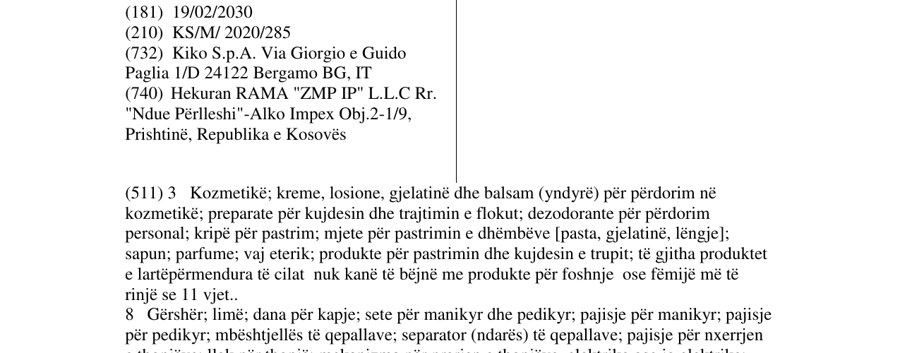 Zëri i markës KIKO në buletin