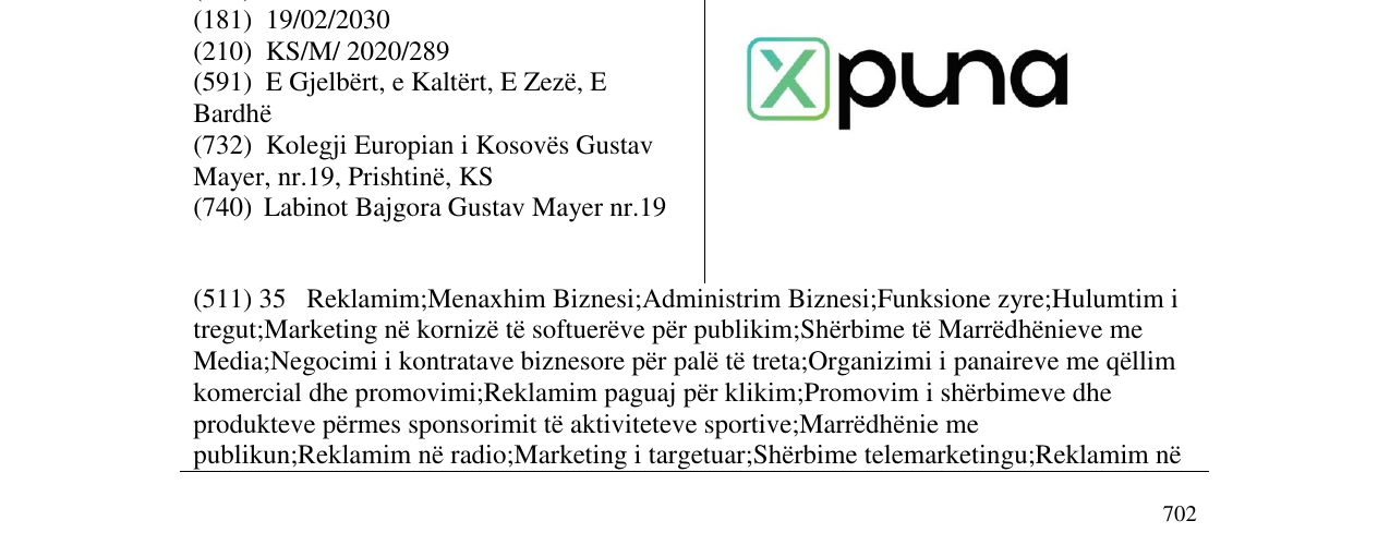Zëri i markës Xpuna në buletin