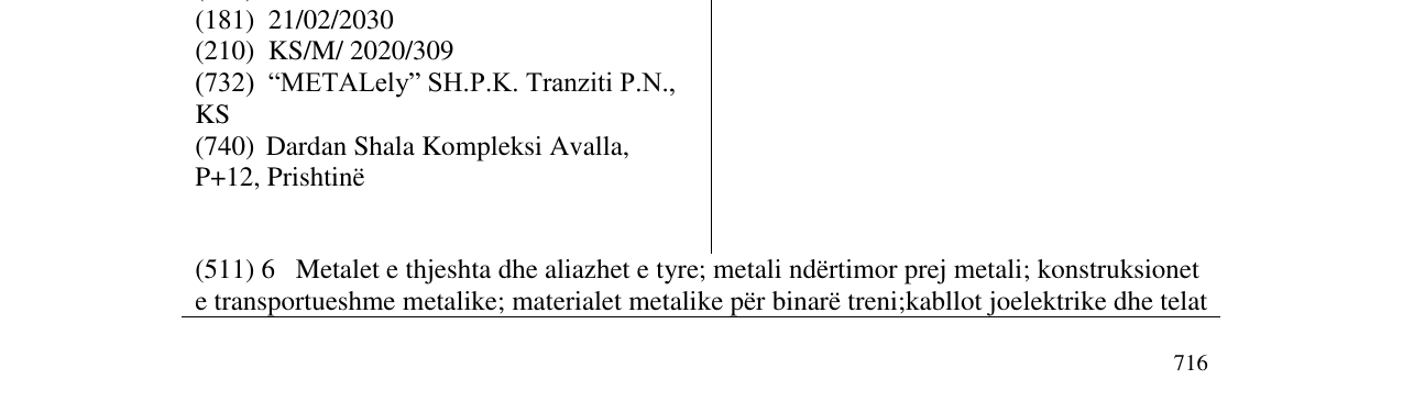 Zëri i markës METALELY në buletin