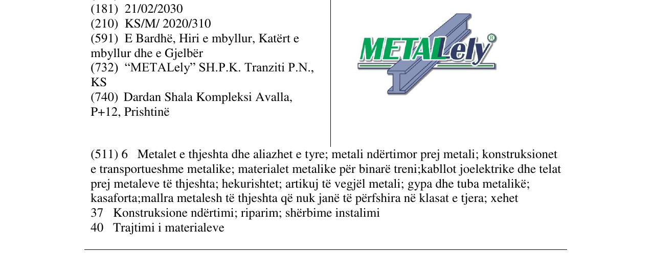 Zëri i markës METALLely në buletin
