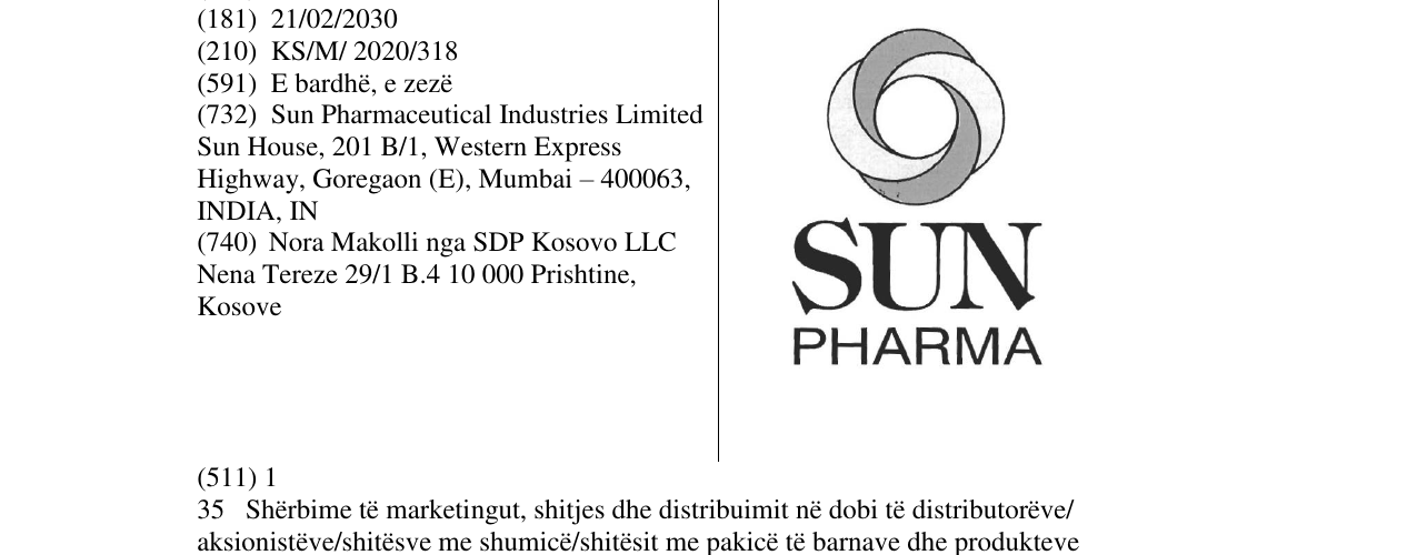 Zëri i markës SUN PHARMA në buletin