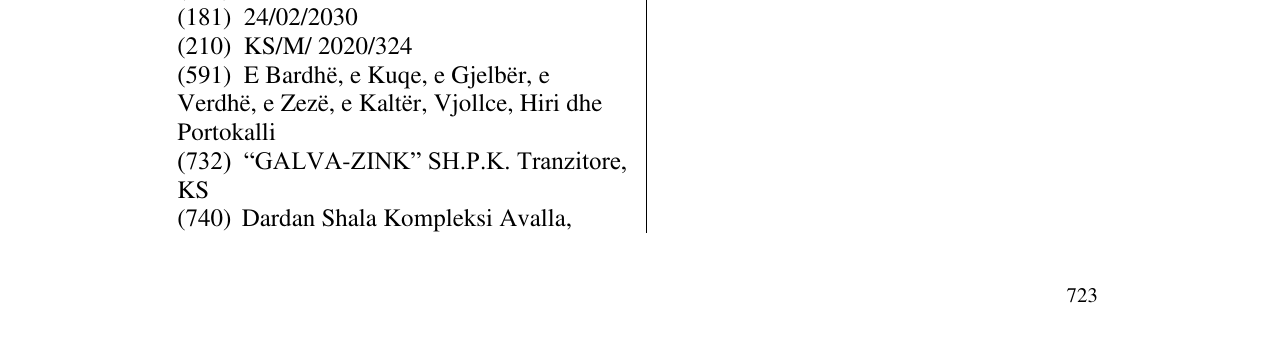Zëri i markës GALVAZINK në buletin