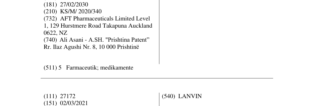 Zëri i markës AFT Pharmaceuticals në buletin