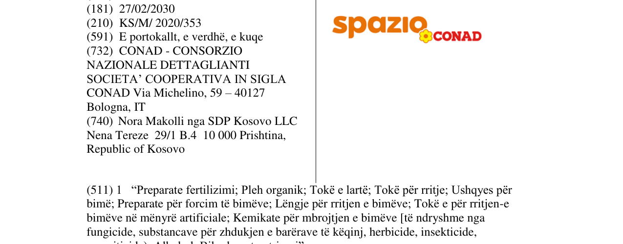 Zëri i markës spazio CONAD në buletin