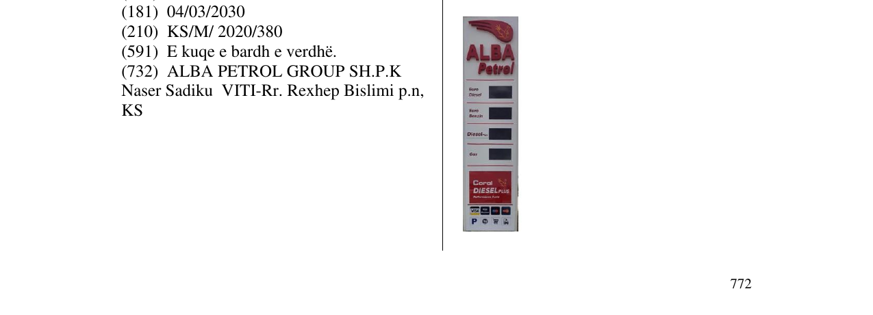 Zëri i markës Alba petrol në buletin