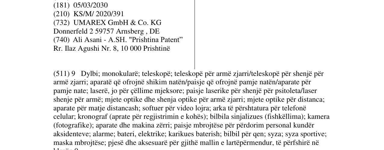 Zëri i markës UMAREX në buletin