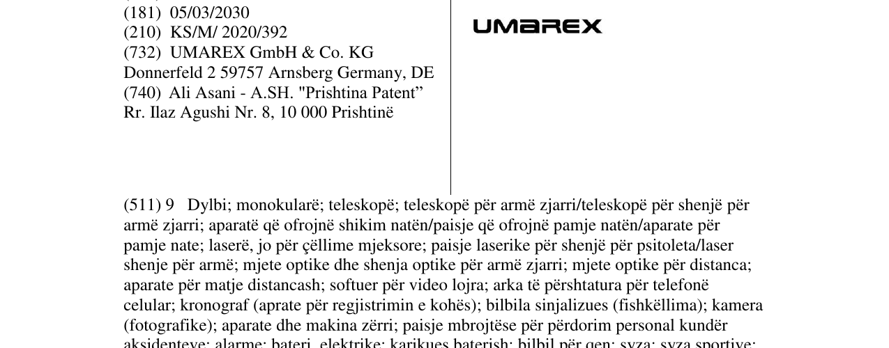 Zëri i markës UMAREX në buletin