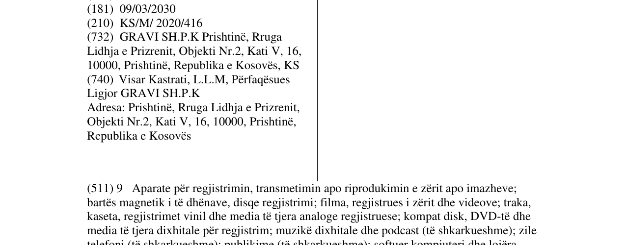 Zëri i markës GRAVI në buletin