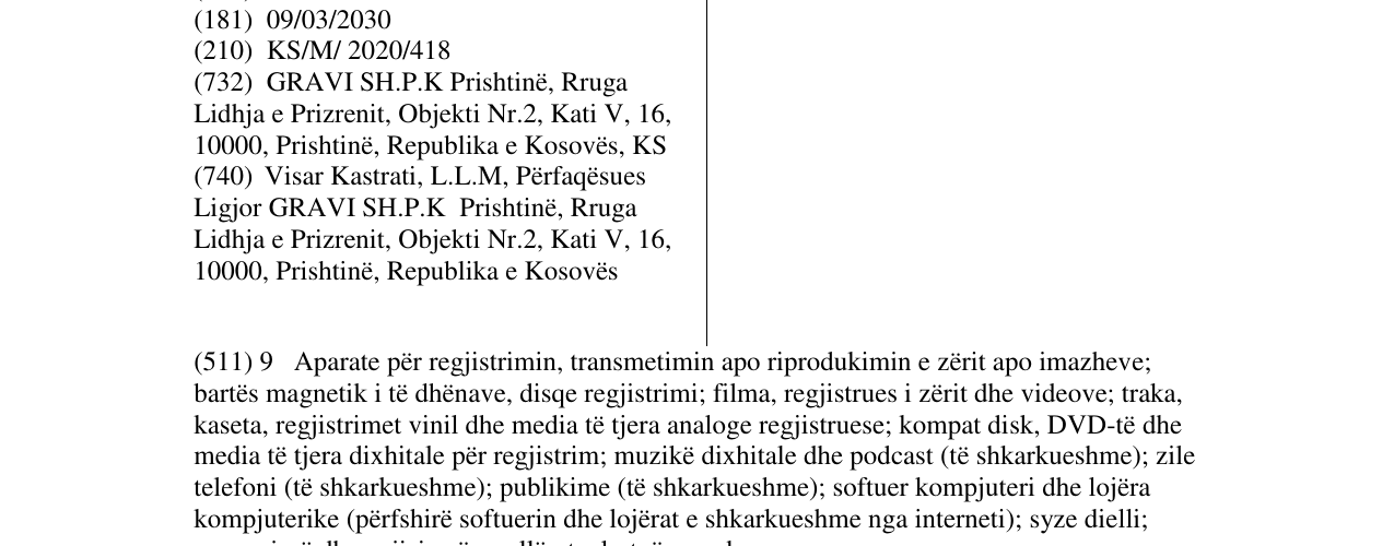 Zëri i markës LEDRI VULA në buletin