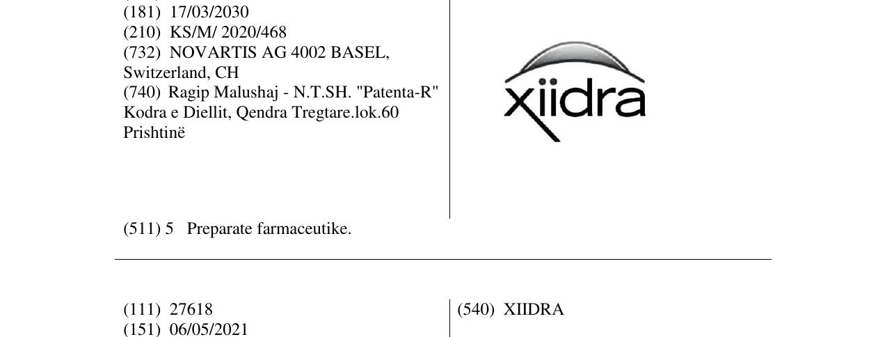 Zëri i markës xiidra në buletin