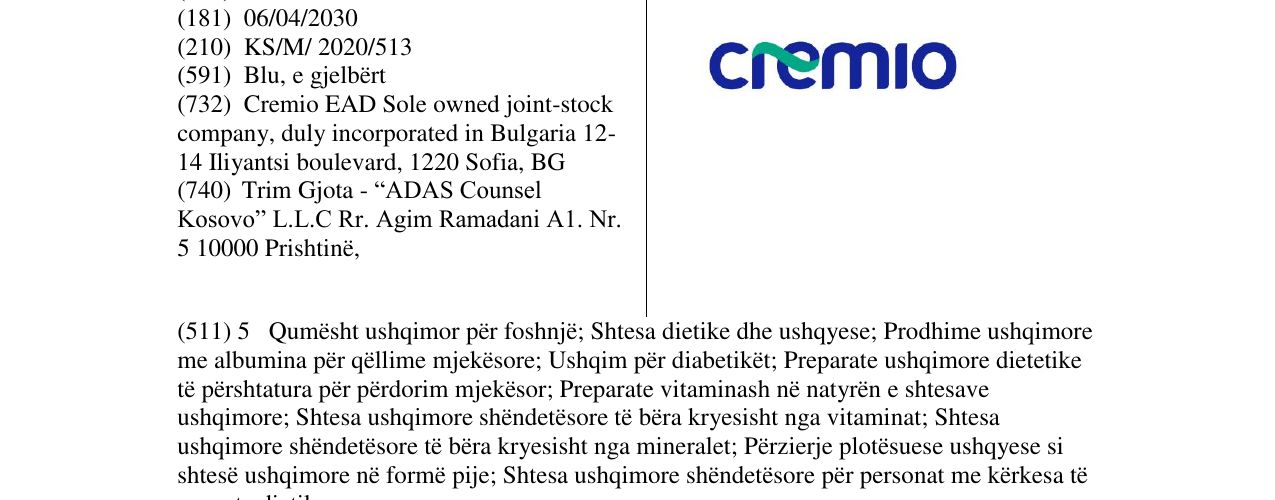 Zëri i markës cremio në buletin