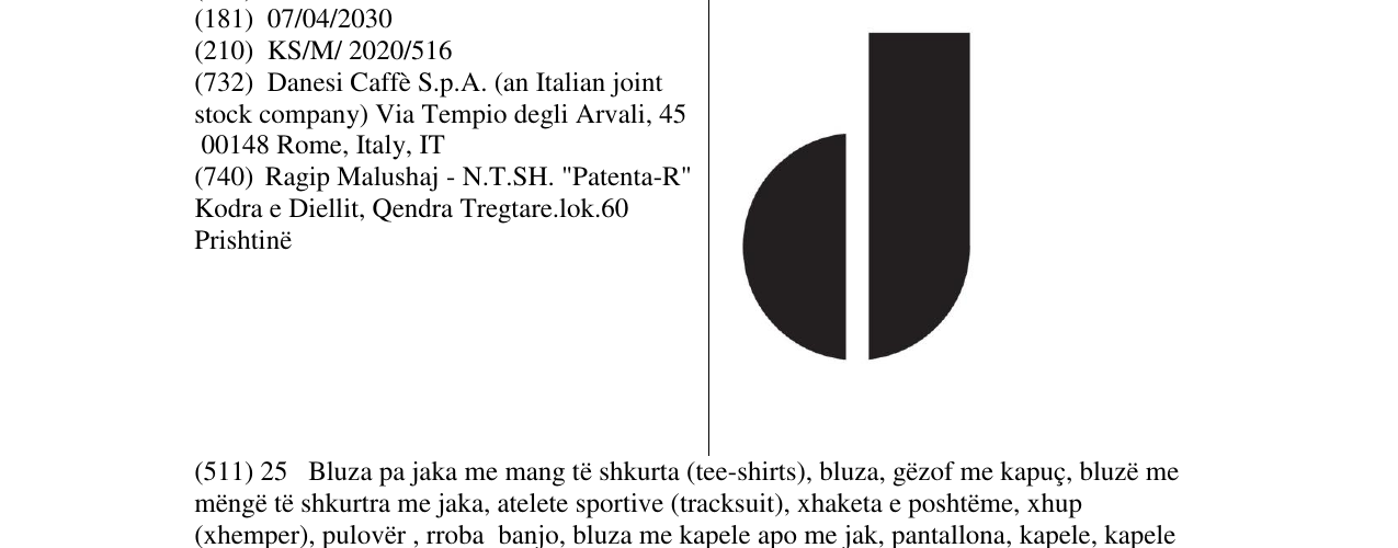 Zëri i markës DANESI në buletin