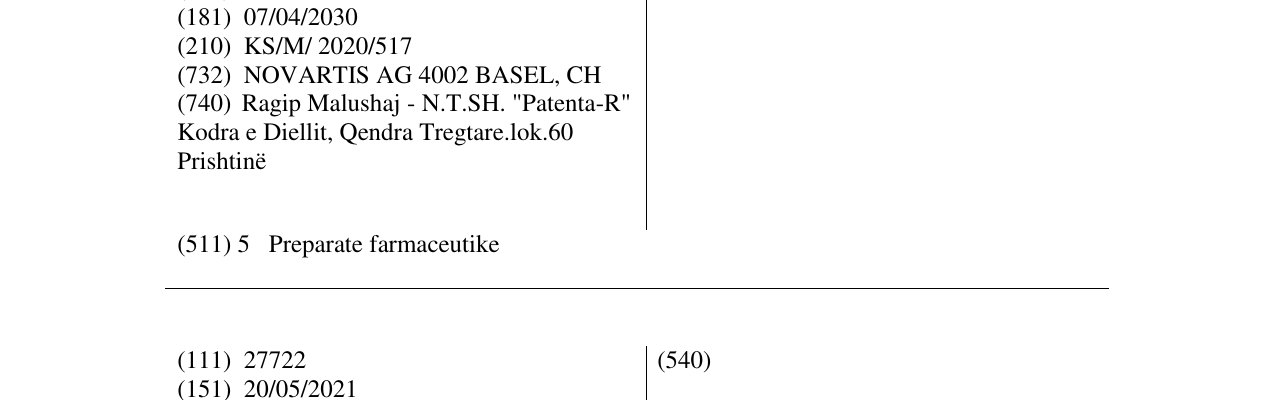 Zëri i markës KESIMPTA në buletin