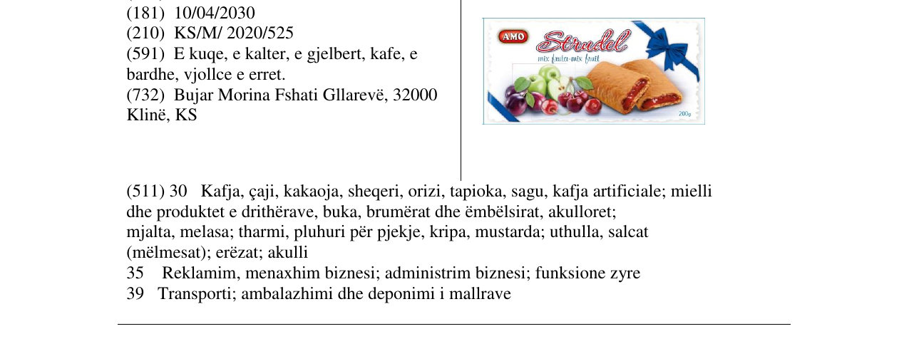 Zëri i markës Strudel Mix në buletin