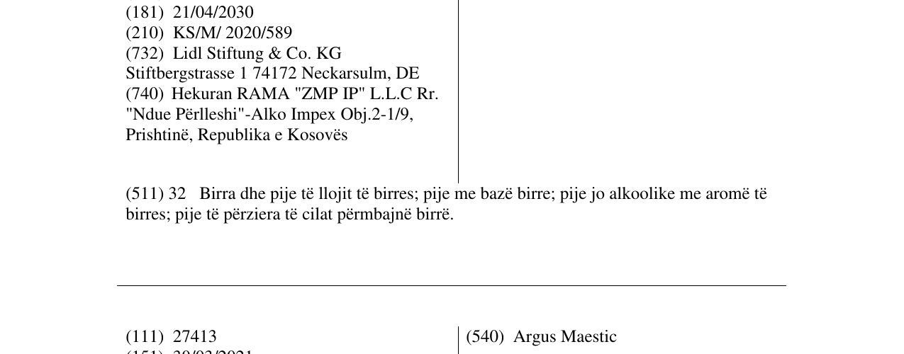 Zëri i markës Argus në buletin