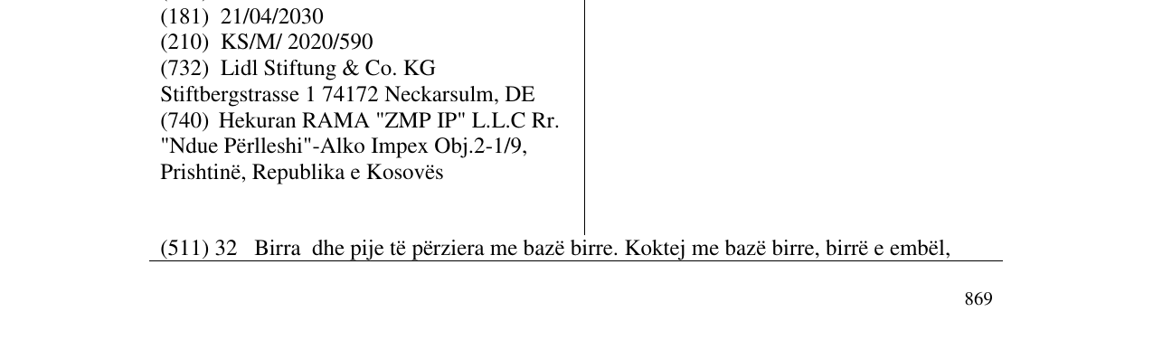 Zëri i markës Argus Maestic në buletin