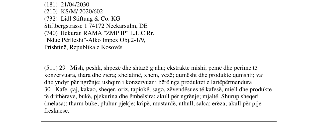 Zëri i markës Baroni në buletin