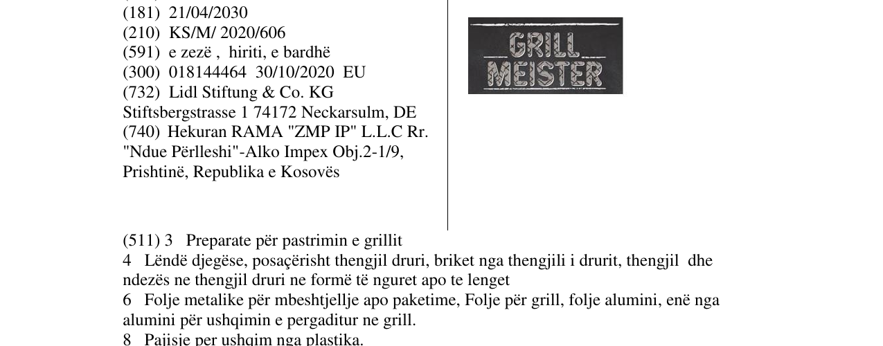 Zëri i markës GRILL MEISTER në buletin