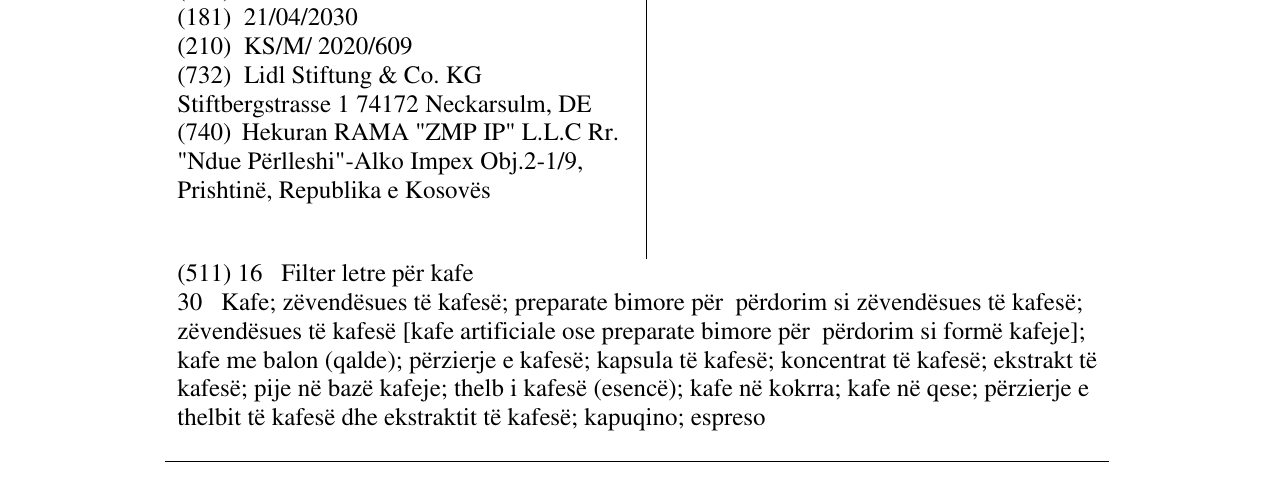 Zëri i markës Bellarom Intenso në buletin